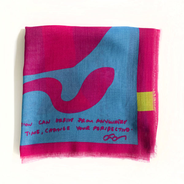 Lys Cyan and Magenta Wool Scarf