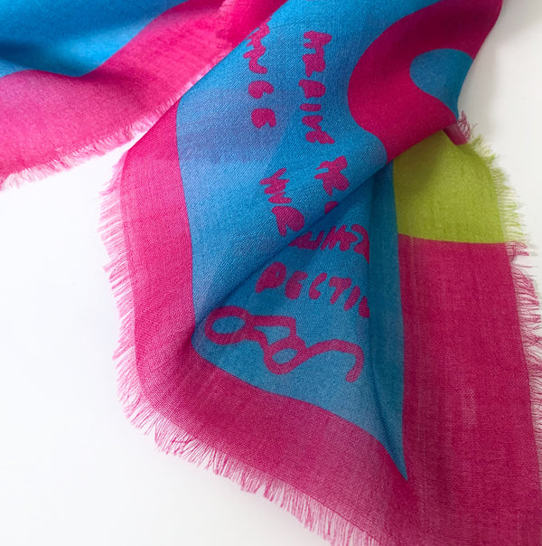 Lys Cyan and Magenta Wool Scarf