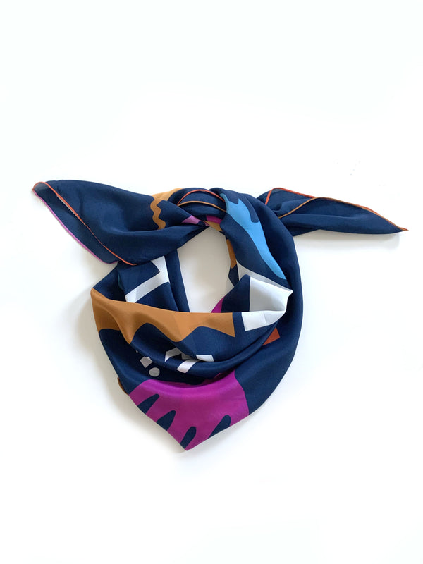 Paloma Navy Blue Silk Scarf