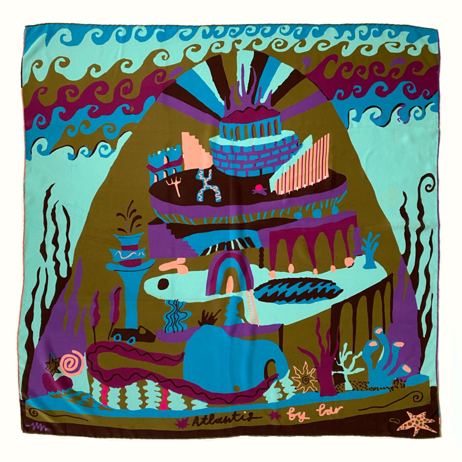 ATLANTIS PURPLE SILK SCARF