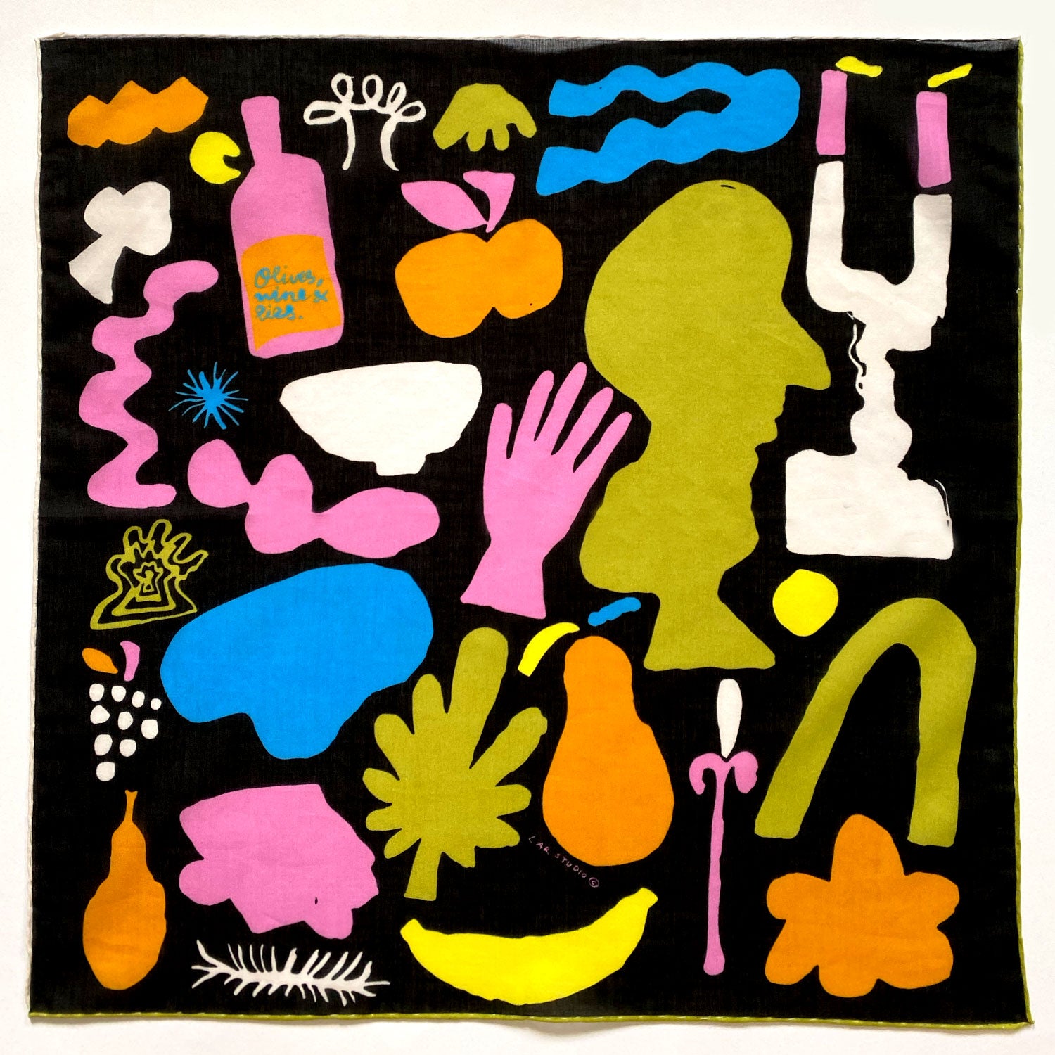 OLIVES AND WINE BLACK BANDANA