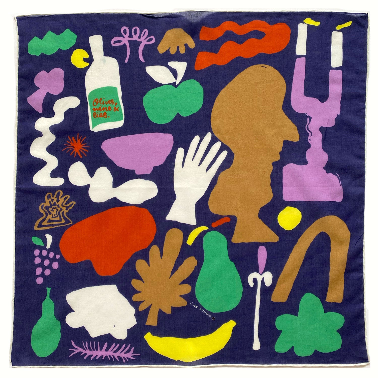 OLIVES AND WINE NAVY BANDANA