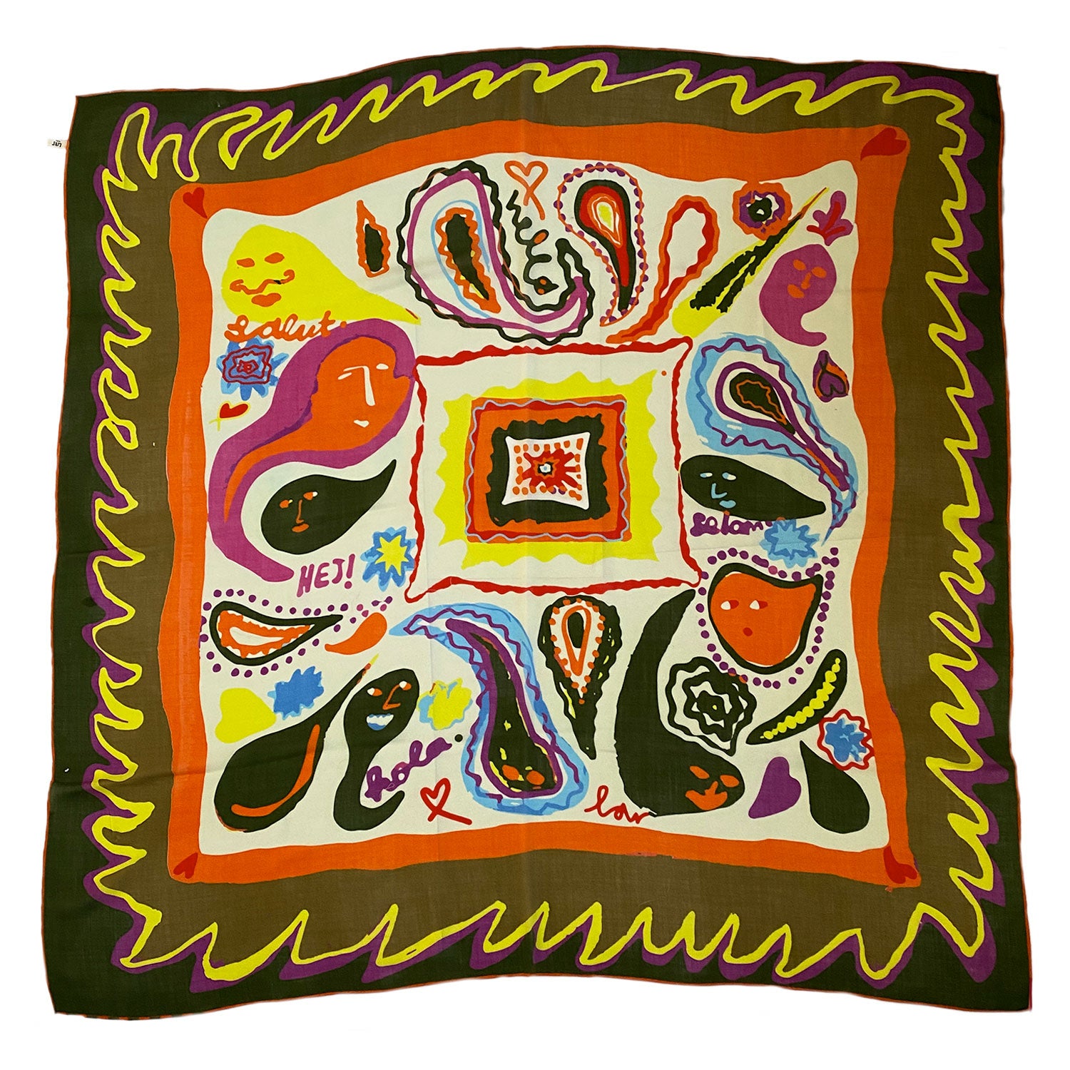 PAISLEY KHAKI WOOL SCARF
