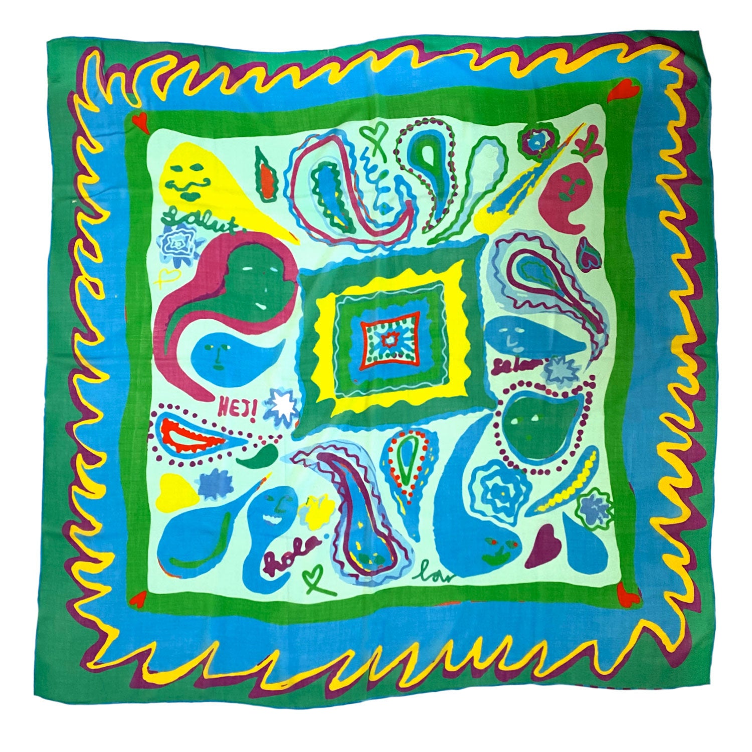PAISLEY BLUE WOOL SCARF