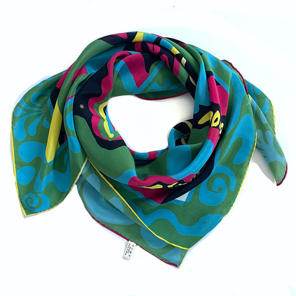 Paradigm Shift Green and Blue Silk Scarf