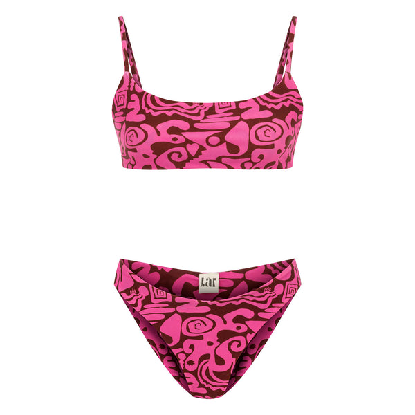 Pragma Pink and Brown Bondi Bikini Bottom