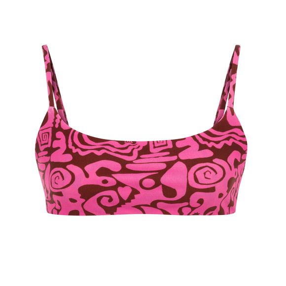 Pragma Tank Pink and Brown Bikini Top