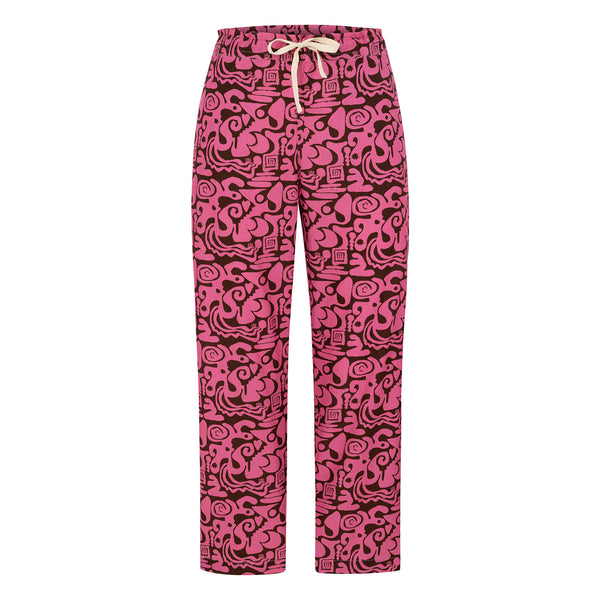 Pragma Pink And Brown Poplin Cotton Pants