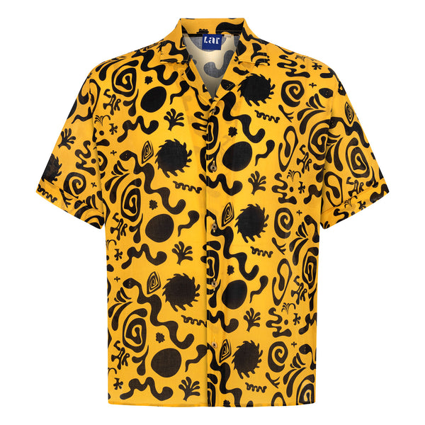 Sony Yellow and Black Hawaiian Cotton Shirt