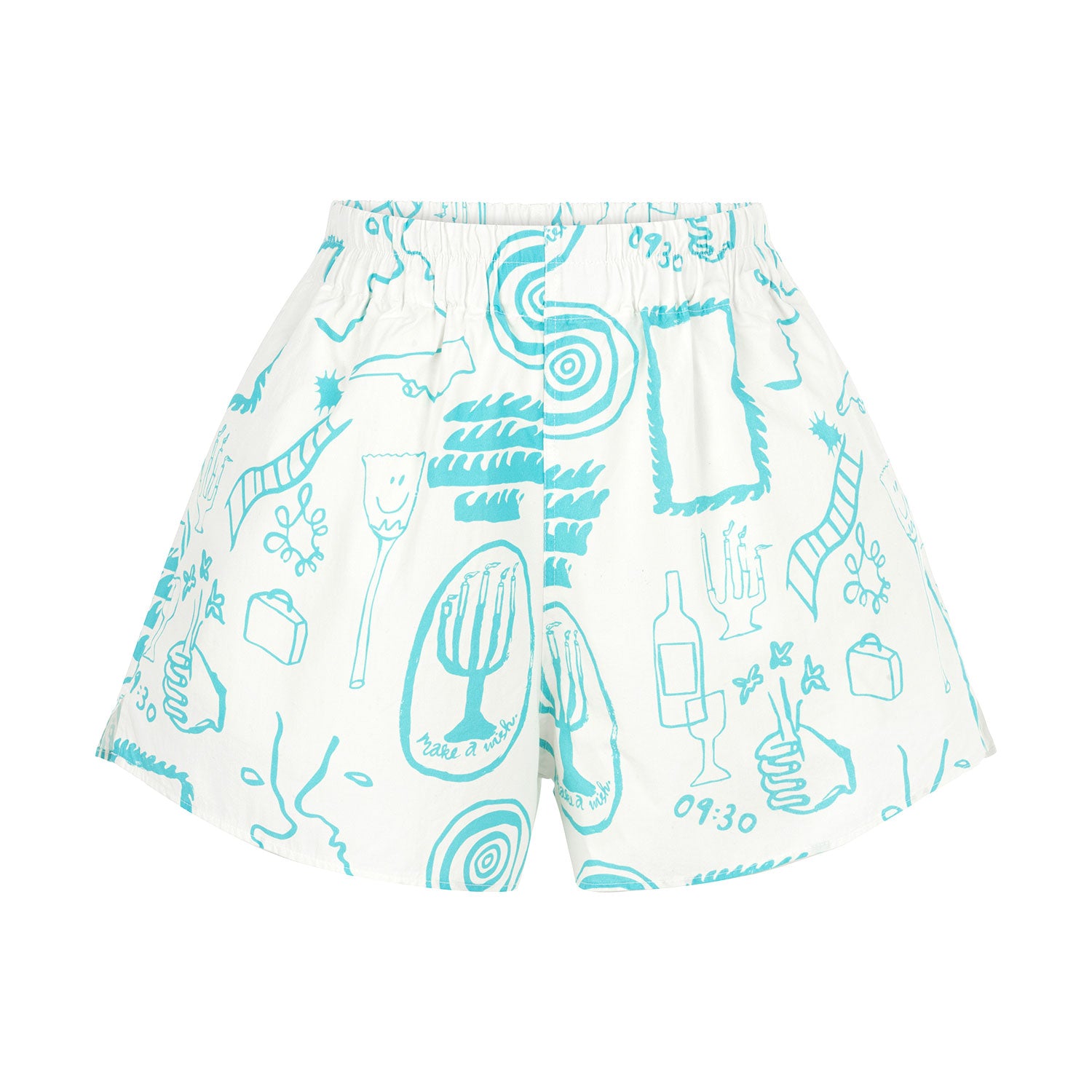 Wish White and Turqouise Boxer Short