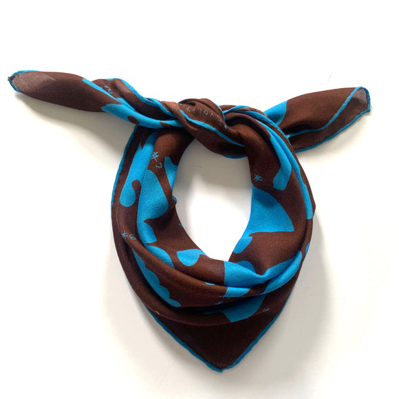 Blobs Brown and Turquoise Cashmere Scarf