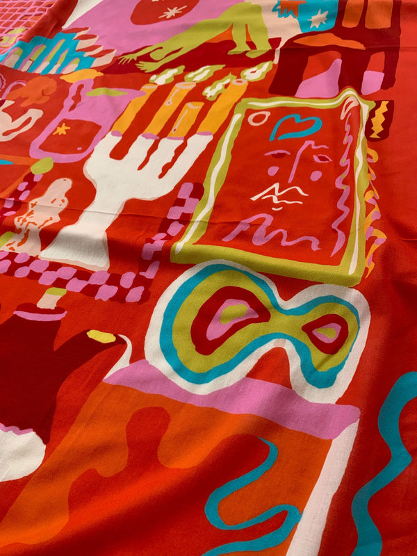 Moka Coral Red Wool Scarf