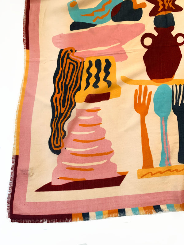 Moka Creme, Mustard Yellow, Bordeaux Wool Winder Scarf