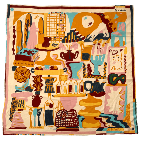 Moka Creme, Mustard Yellow, Bordeaux Wool Winder Scarf